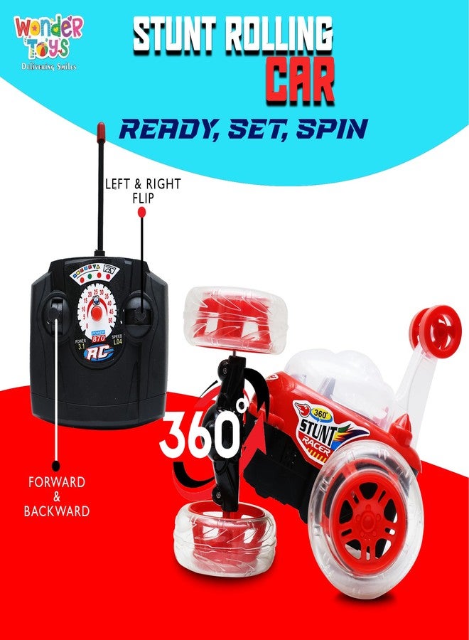 Wonder Remote Control Rotating Rolling Stunt RC Car Toys for Kids Off Road Vehicle Toy Cars Kids Monster Truck Rock Climbing Car Toy 2-10 Year- Red - Image 4